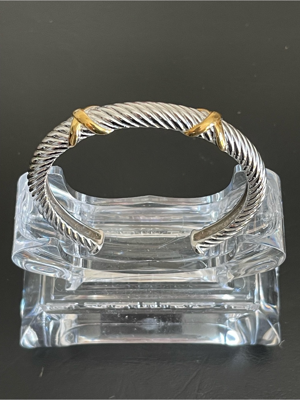 Two-Tone Silver and Gold Rope Cuff Bracelet